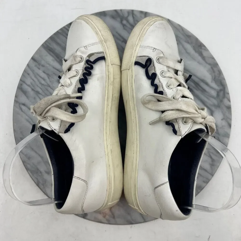 Tory Burch Sport Womens 8.5 Sneakers White Leather Ruffle Casual Shoes 36558